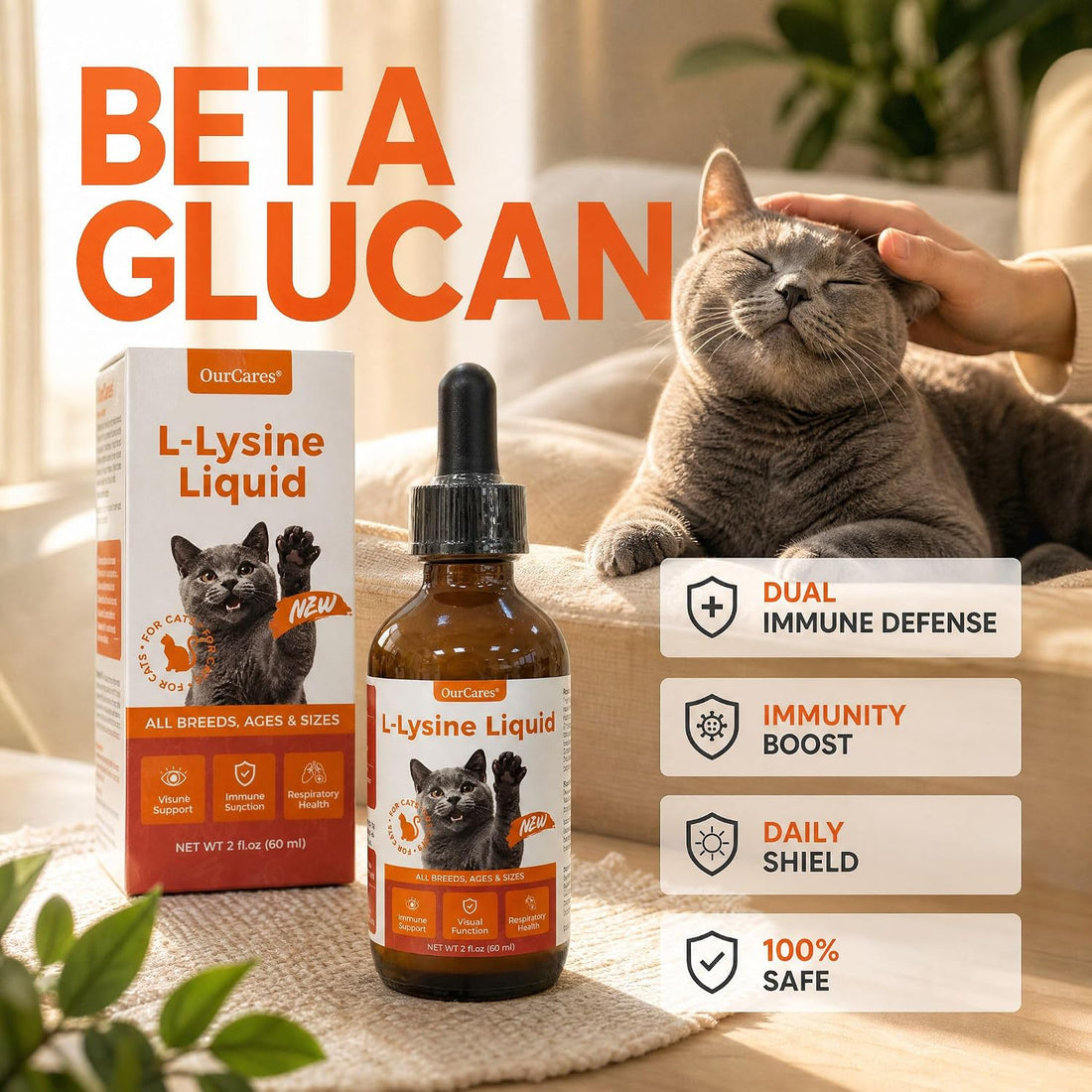 L-Lysine Beta Glucan for Cats Immune & Respiratory Drops 60ml