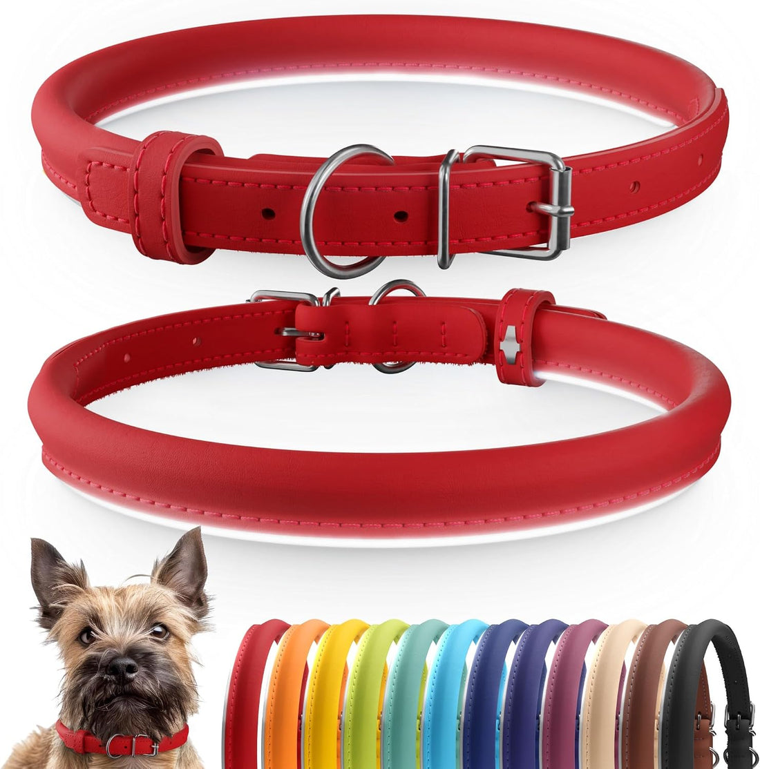 Soft Leather Cat Collar with Safety Elastic Strap