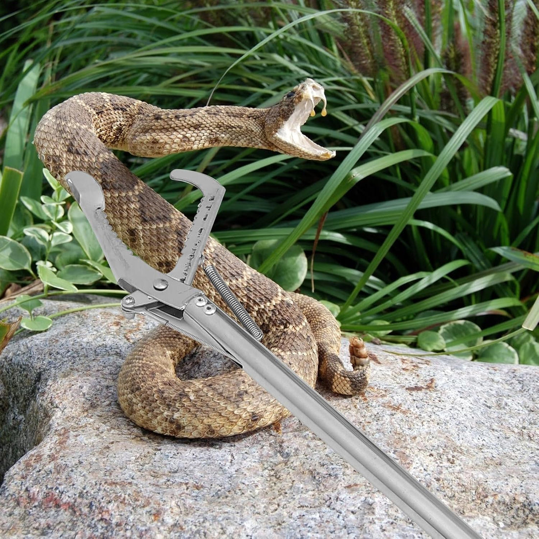 generic Folding Snake Catcher Clamp with Lock Stainless Steel Reptile