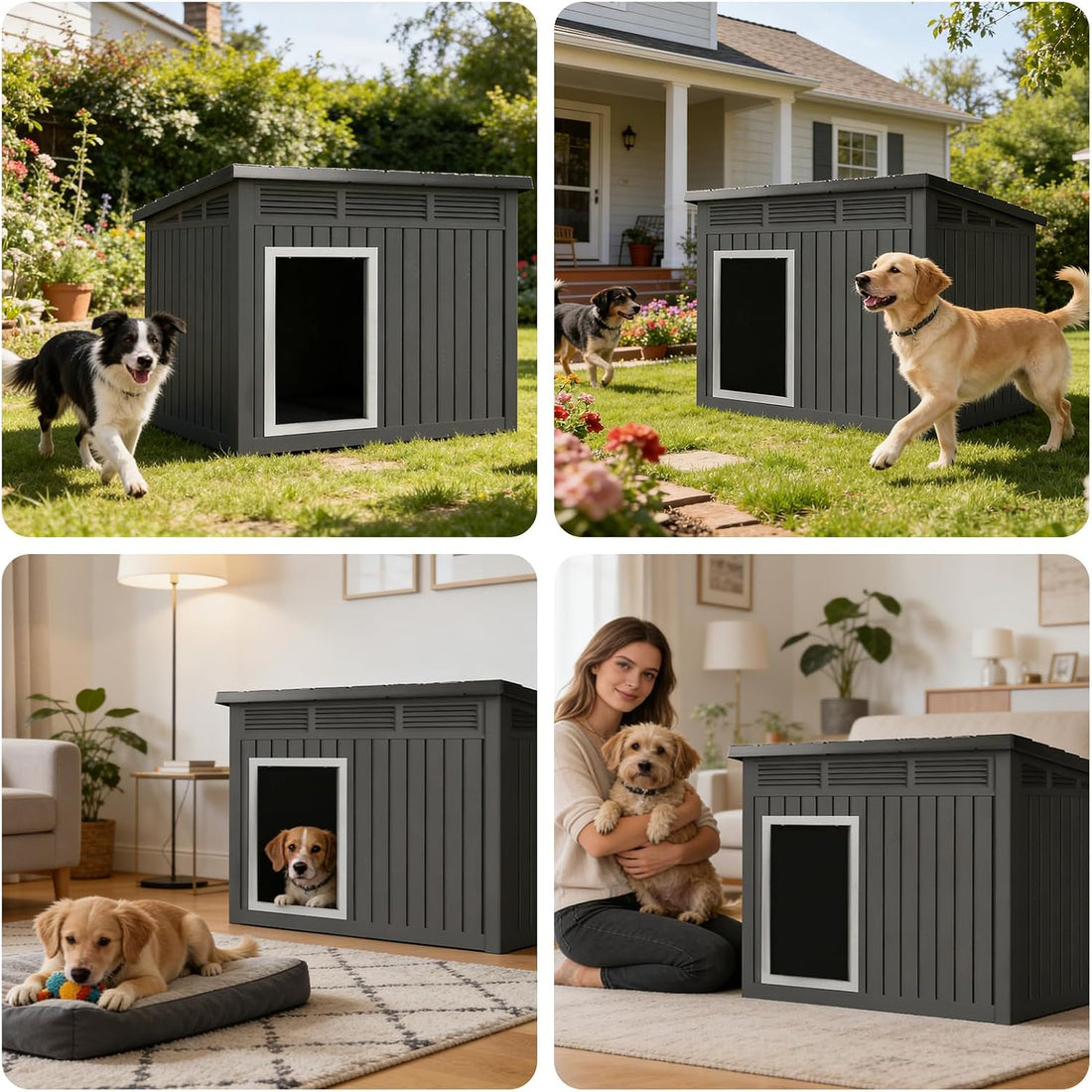 IP68 Waterproof Large Dog House, Elevated Floor with Air Vents