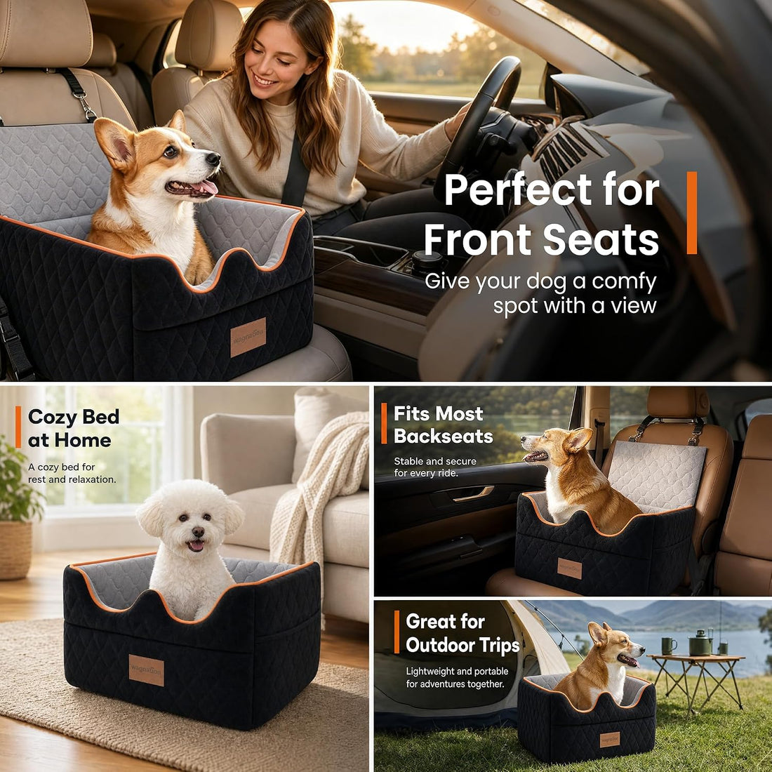 wagnation Dog Car Seat for Small/Medium Dogs Under 35lbs