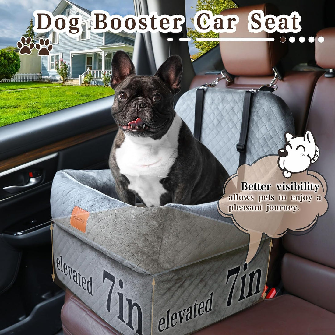 Dog Booster Car Seat for Small/Medium Dogs up to 30 lbs,Interior 7