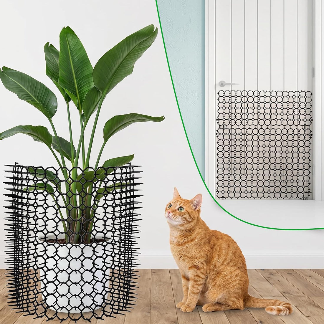 24 Pack Scat Mat for Cats , Cat Spike Deterrent Mats with 20 U-Shaped