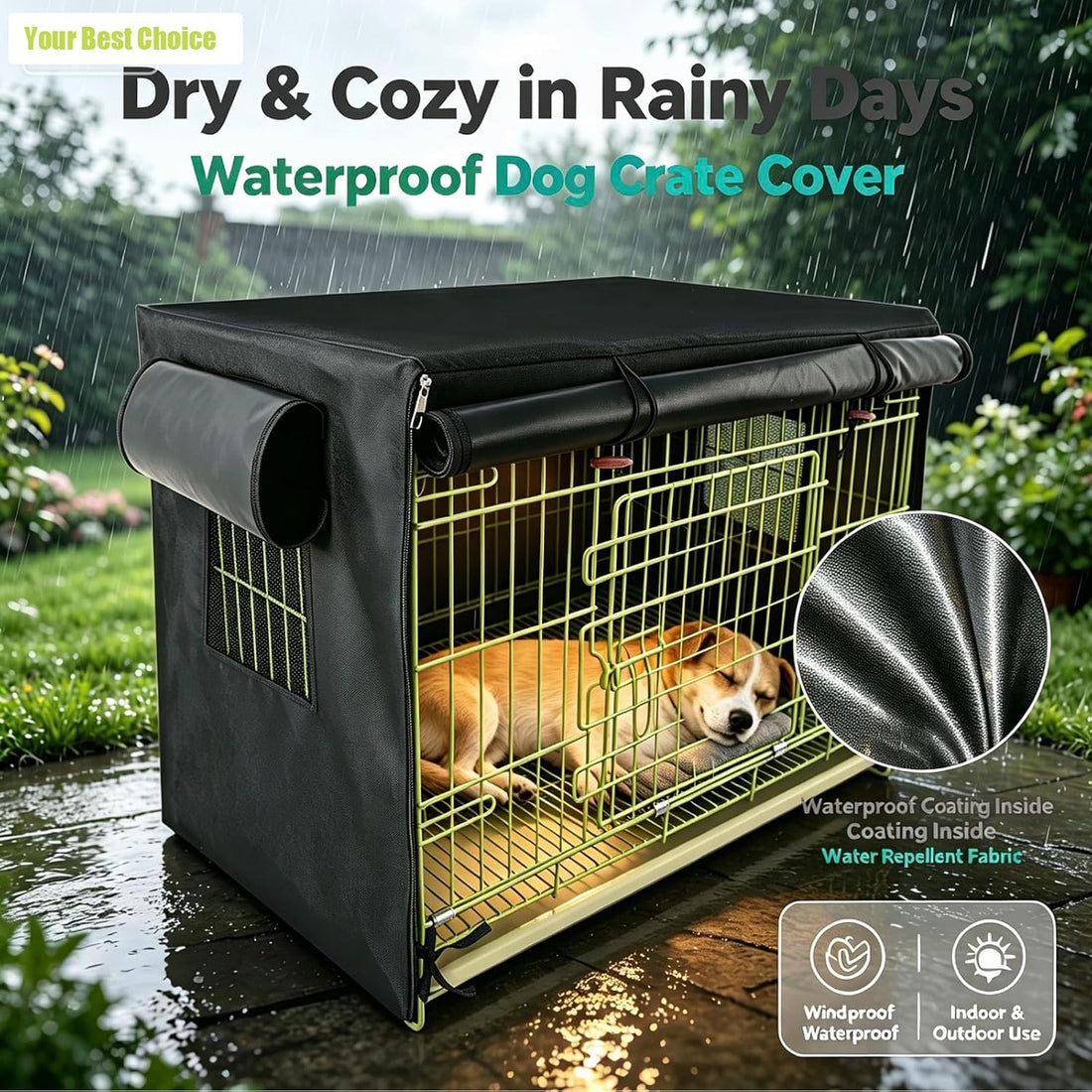 Dog Crate Cover Thickened Waterproof Breathable for 24 Inch Cage