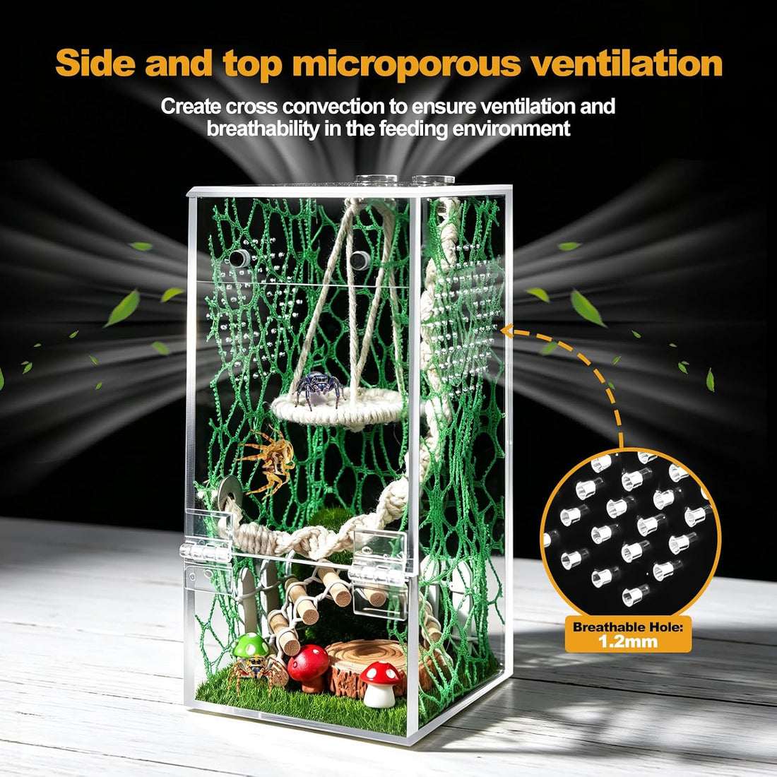 18Pcs Jumping Spider Enclosure Hammock Kit,Ventilation DIY Insects