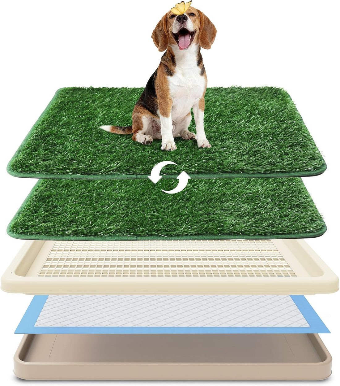 Dog Grass Pad with Tray, Utral Fast Drainage, 2 Washable Grass Pads