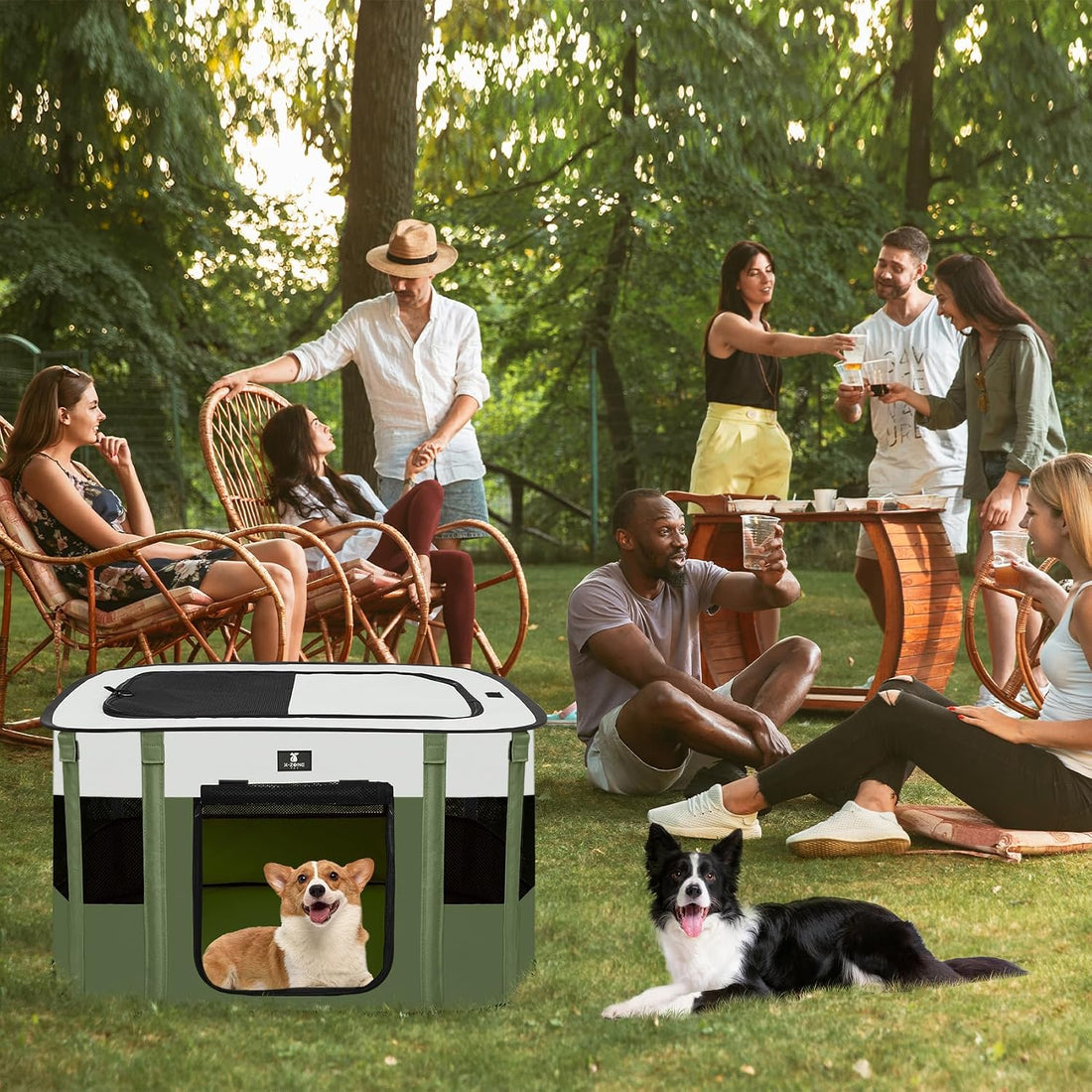 X-ZONE PET Dog Playpen, Puppy Cat Play Pen Portable Foldable