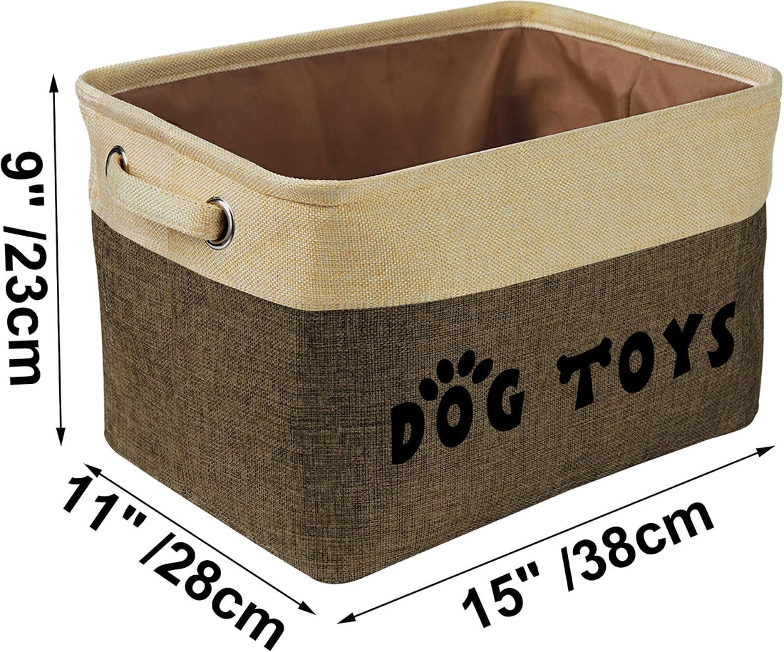 PET ARTIST Dog Toy Basket, Collapsible Dog Toy Bin Box
