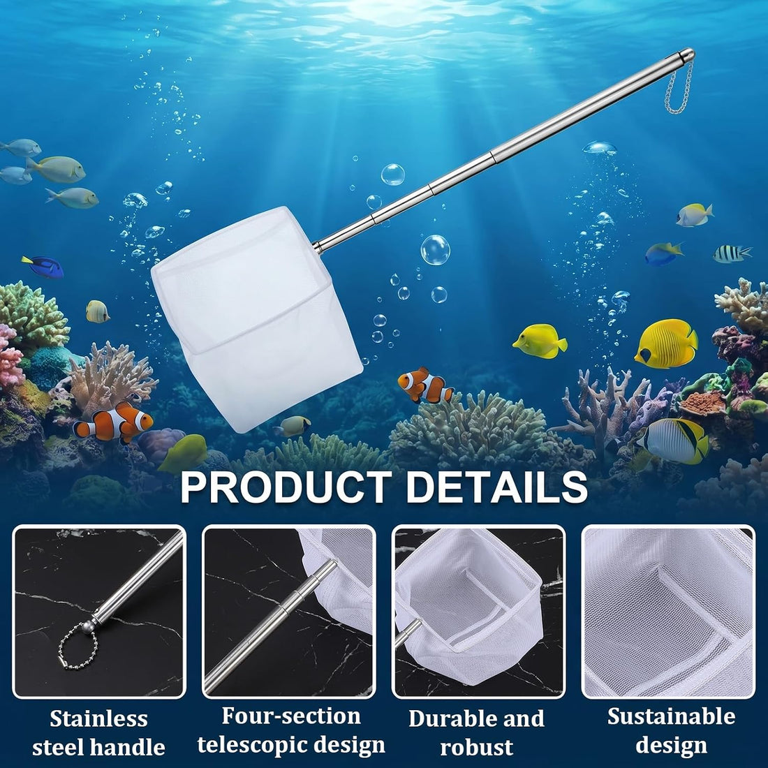 4 Pack Aquarium Fish Net 3" 3.74" Shrimp Nets Small Fish Net for Tank