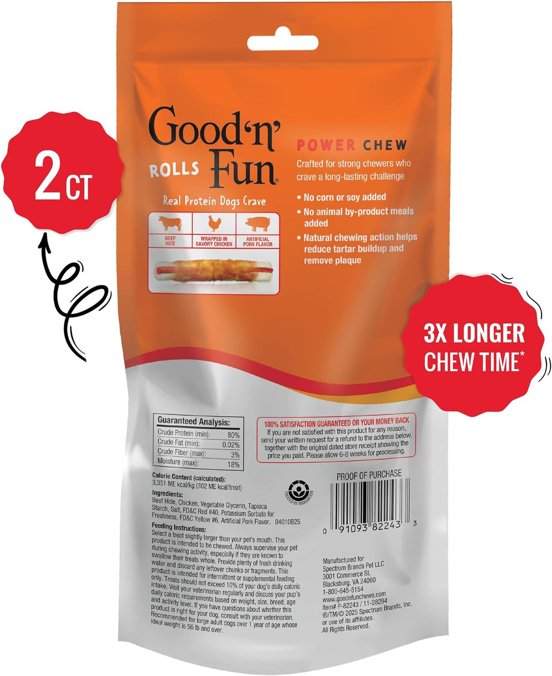 Good 'n' Fun Roll Long-Lasting Dog Treat for Large Dogs, 2 Count