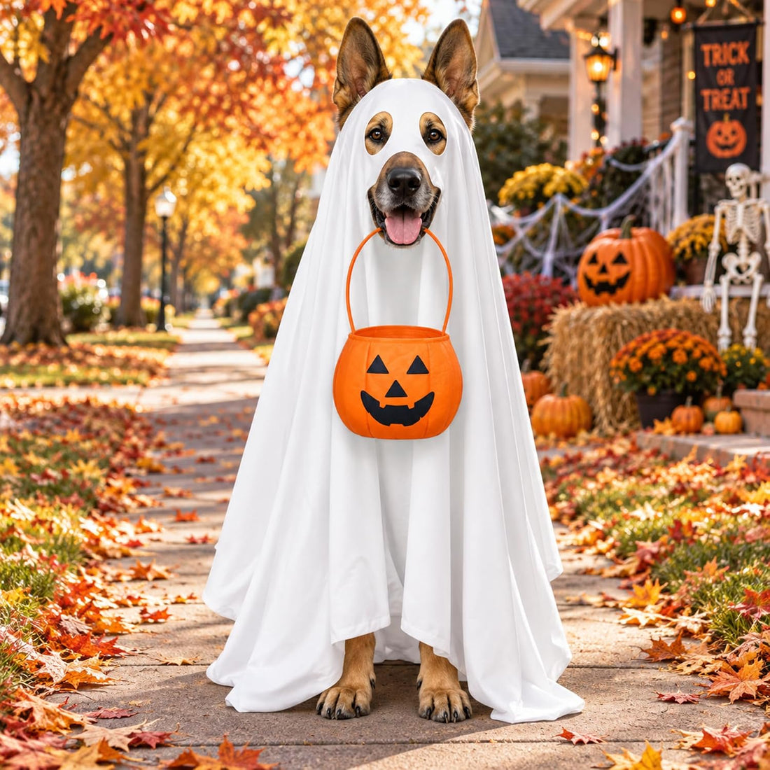 Huhumy 2 Pcs Halloween Ghost Costume for Dog Cat White Cape