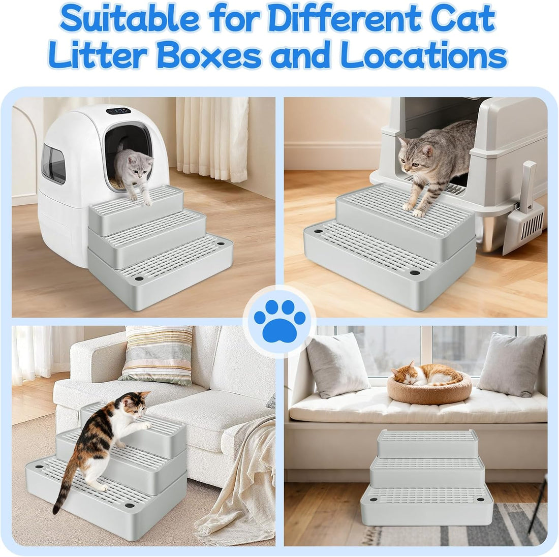 Extra Large 3 Steps Litter Box Ramp