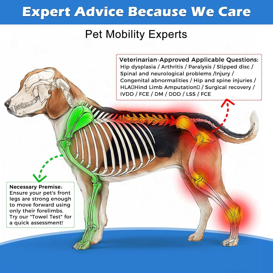 Dog Wheelchair for Back Legs with Upgraded All-Terrain Tires