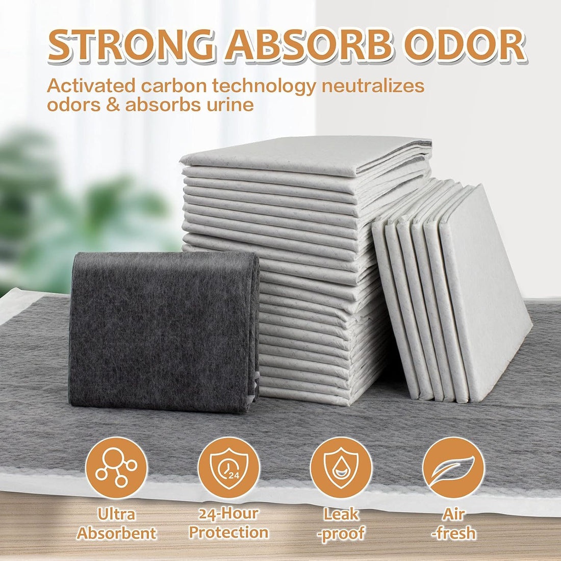 HIDOGGYLD Charcoal Puppy Pads with Adhesive Tape