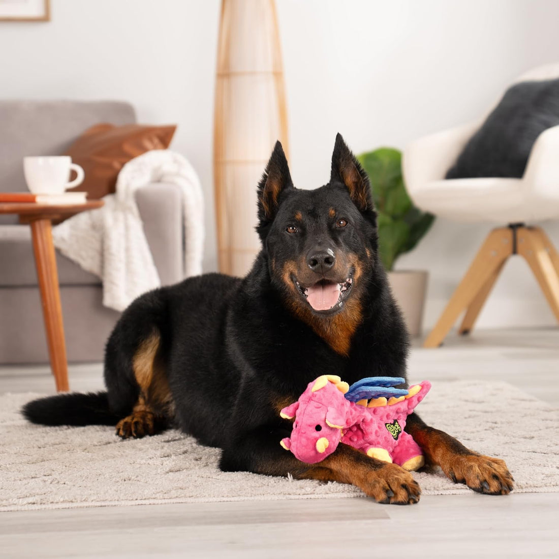 goDog Bubble Plush Dragons Squeaky Dog Toy, Chew Guard Technology