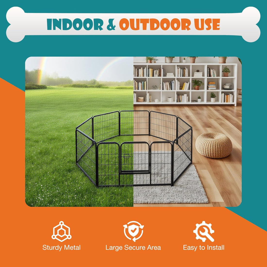 NEWBULIG Dog Playpen Indoor 8 Panels 24 Inch