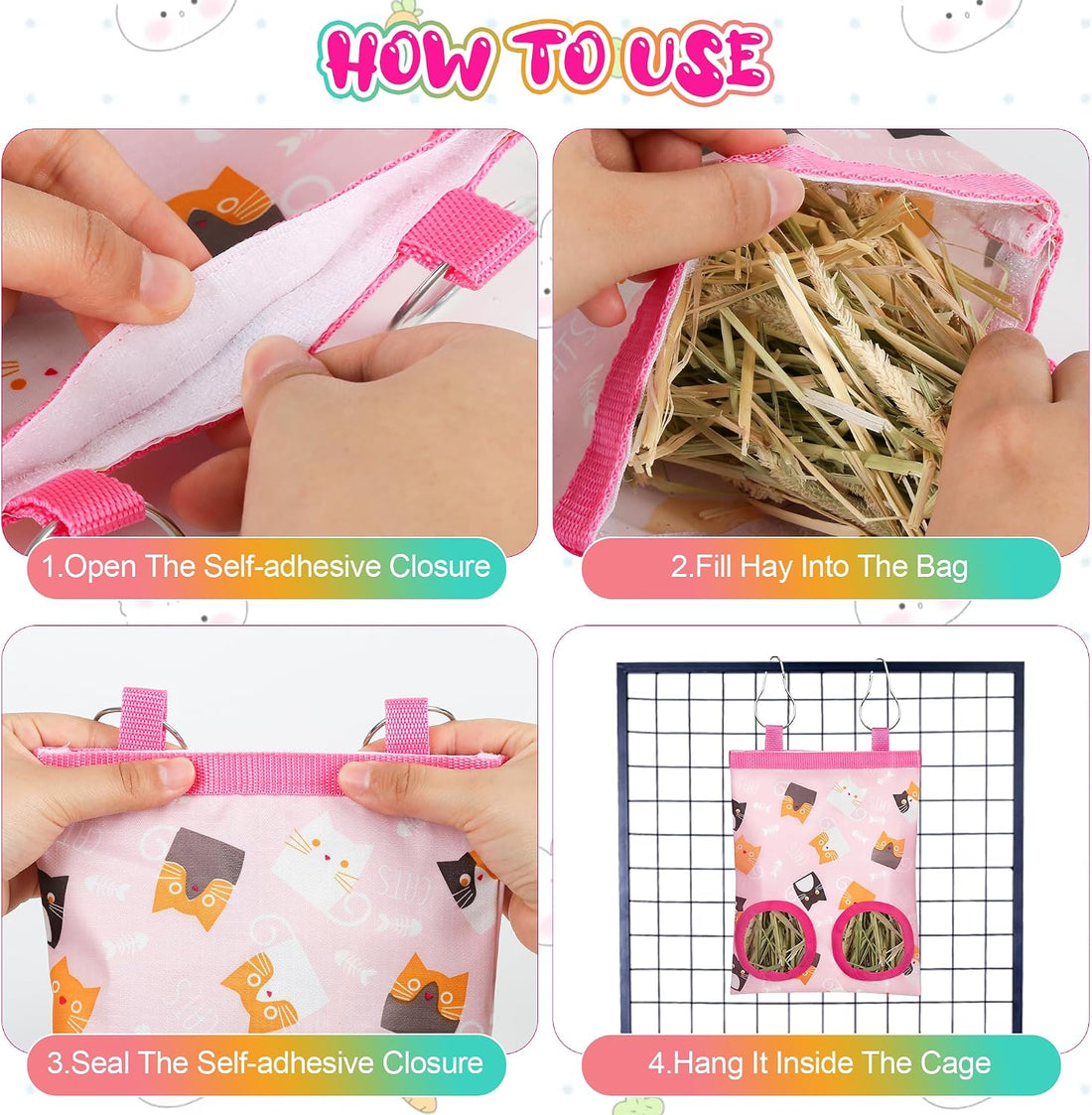 3 Pack Rabbit Hay Feeder Bag