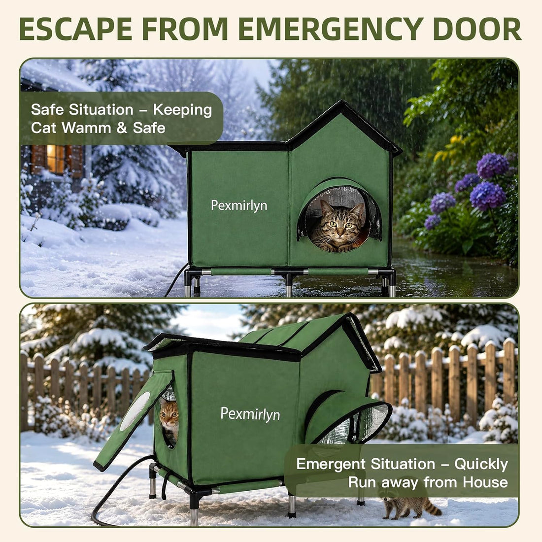 Large Heated Outdoor Cat House for Outside Winter