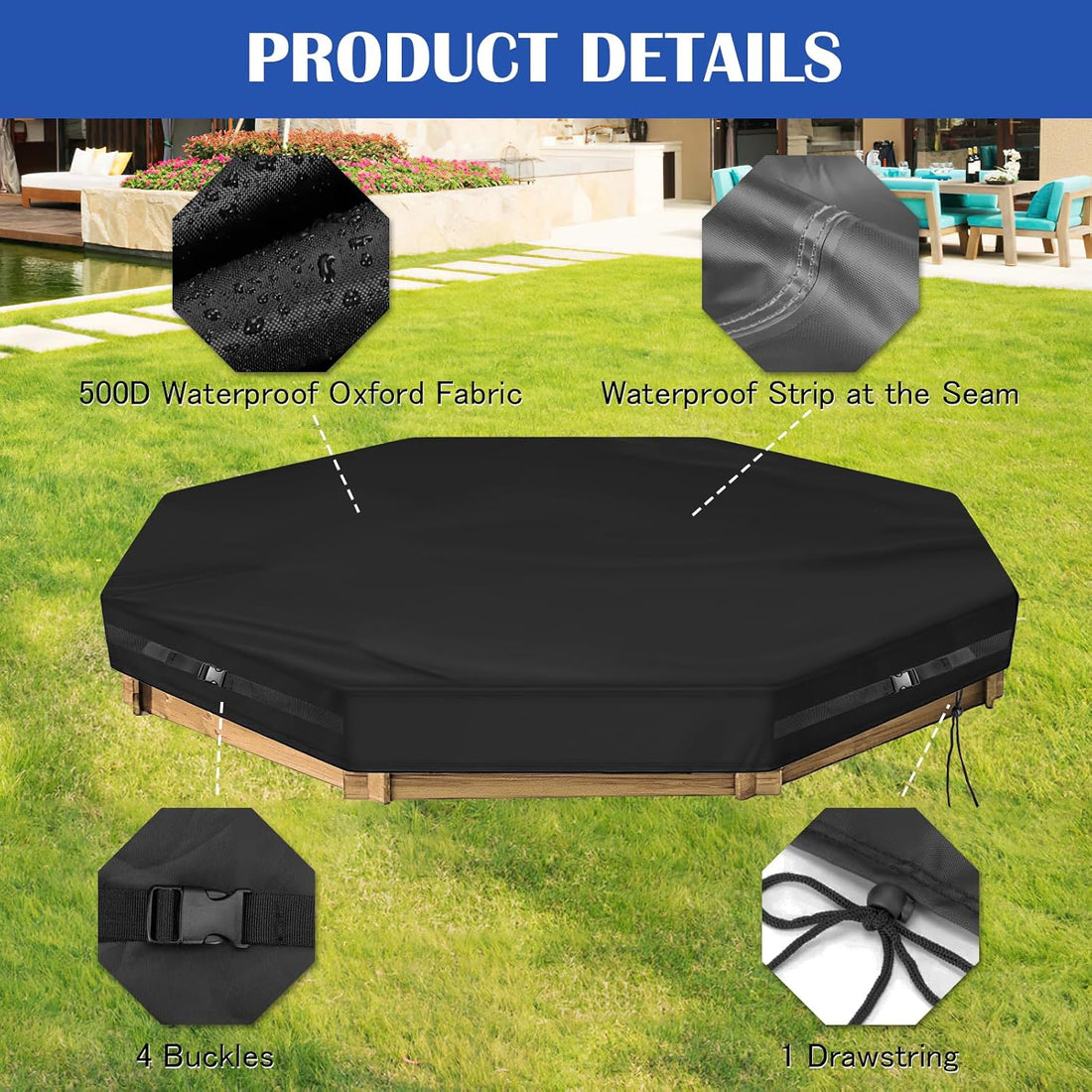 Kasla Octagon Sandbox Cover, 64" L×56" W×9" H