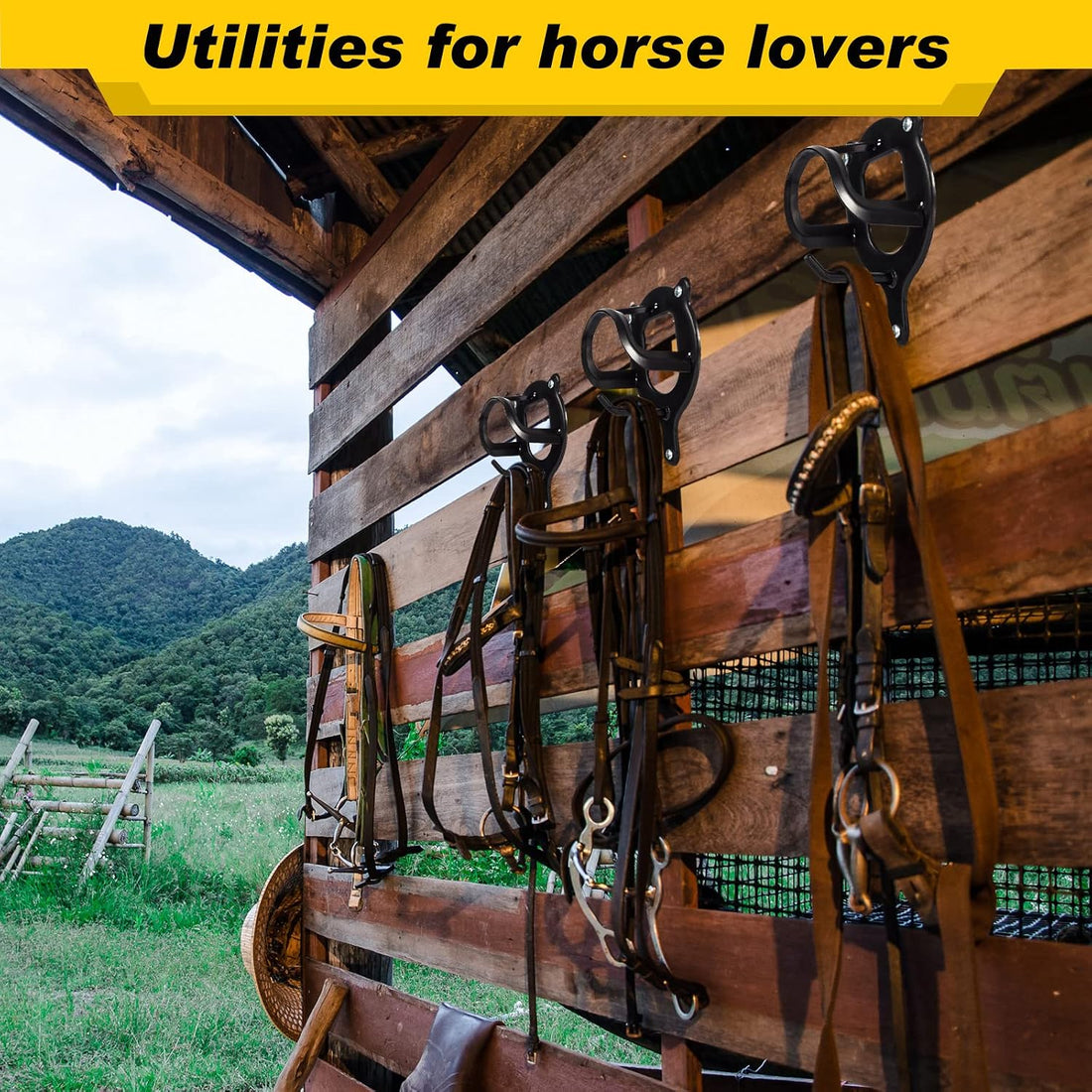 Dunzy 3 Pcs Bridle Hooks Horse Bridle Rack