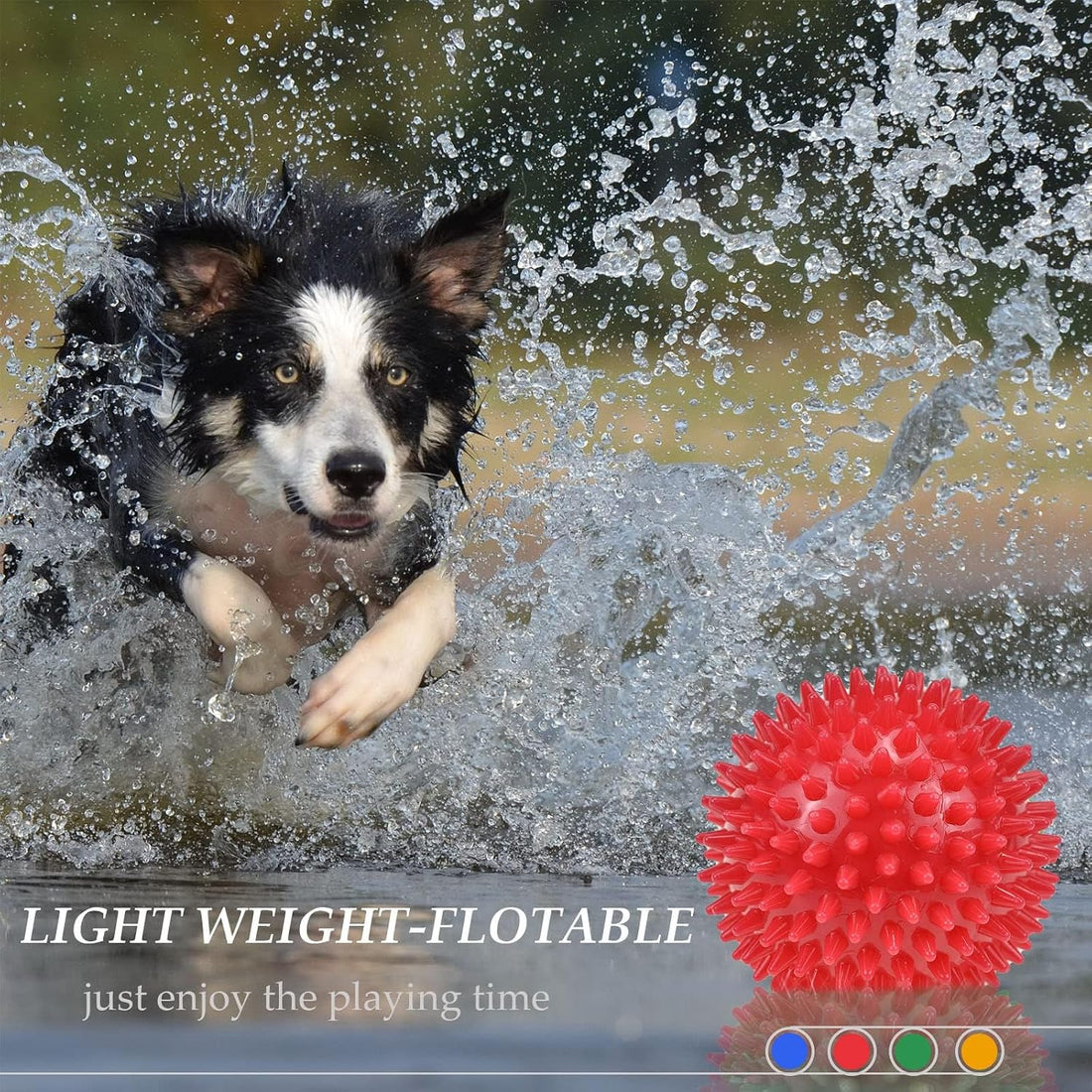 Ousiya Dog Balls 4.5” Squeaky Dog Toys Spikey Ball for Aggressive