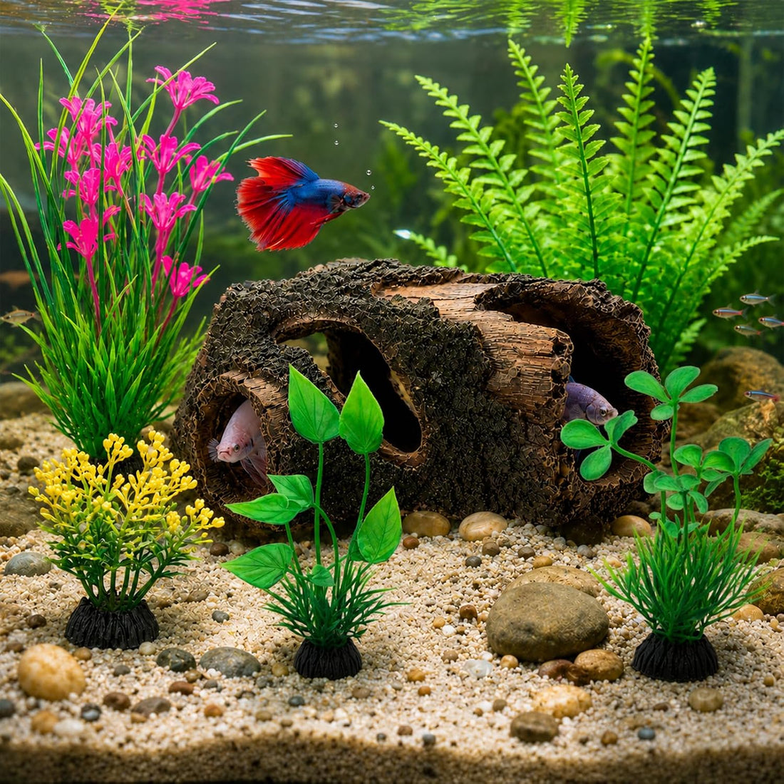7 Pcs Shipwreck Aquarium Decorations Aquarium Plants for Fish Tank