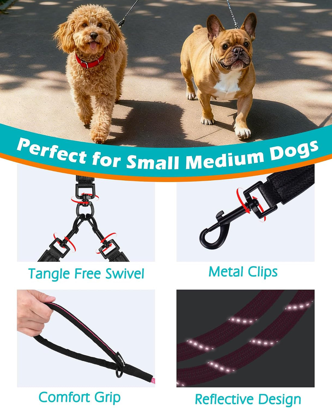 PetBonus Rope Double Dog Leash