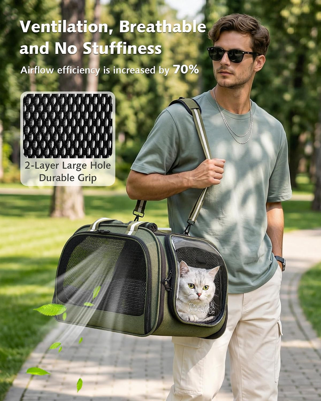 Pecute Cat Carrier,Double Bubble Pet Carrier for Cat Small