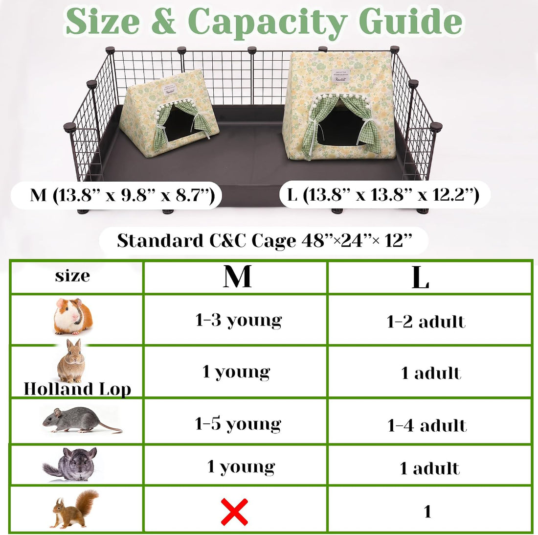Jenvd Guinea Pig Hideout Large with Curtain
