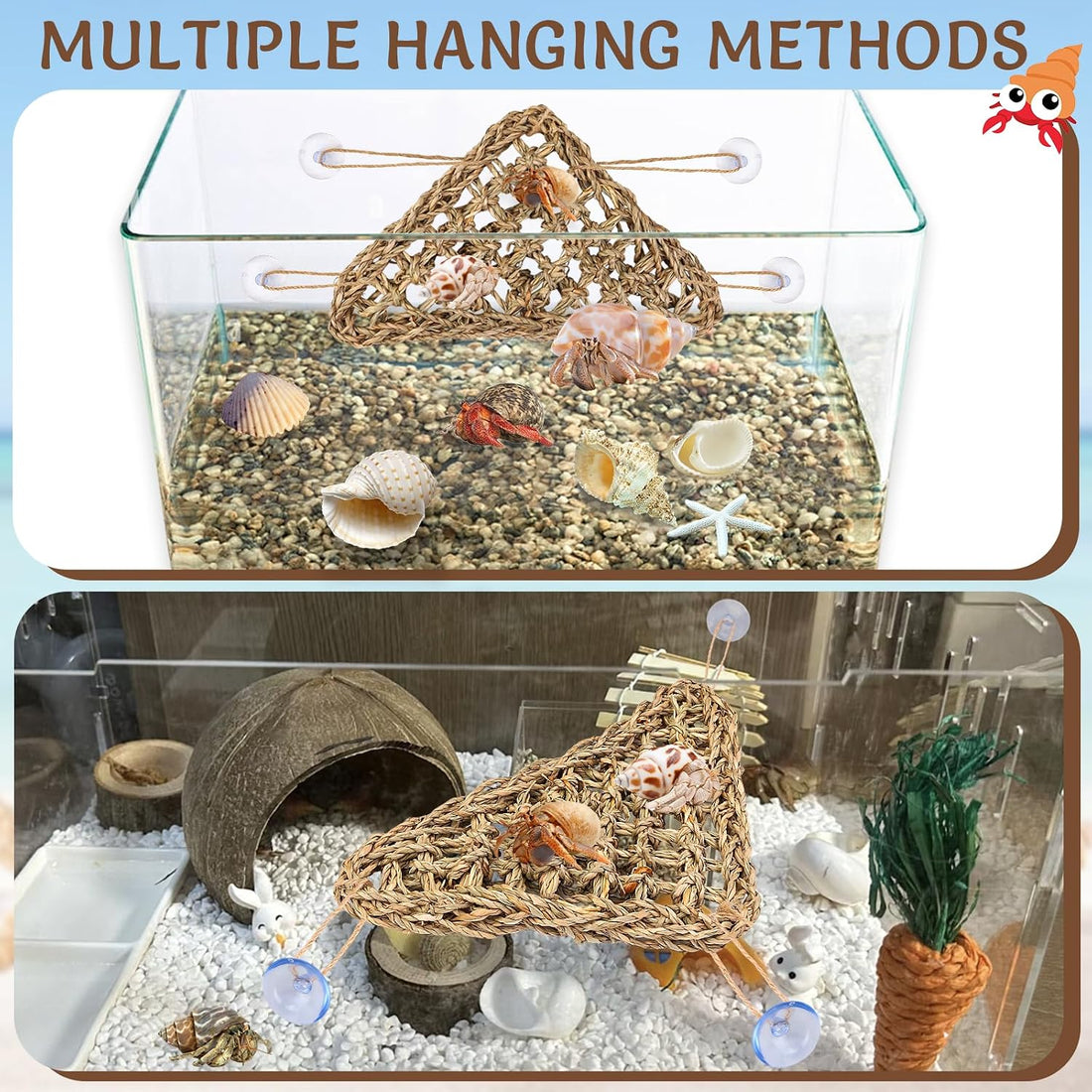 Hermit Crab Climbing Toys,Lizard Seagrass Mat,Hermit Crab Hammock