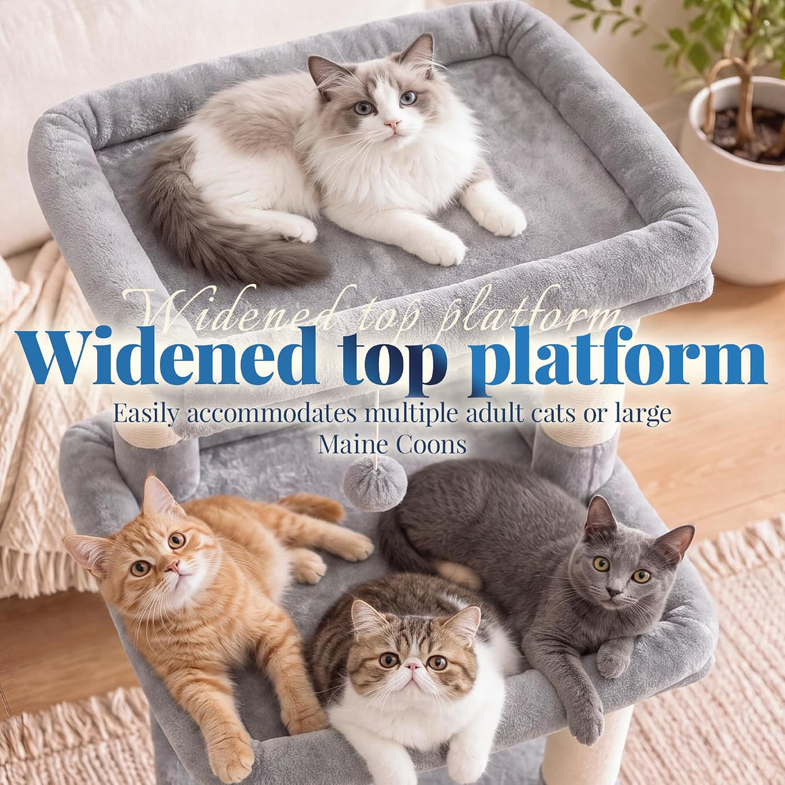 Hey-brother Cat Tree Tower, Scratching Posts with Extra Large Platform