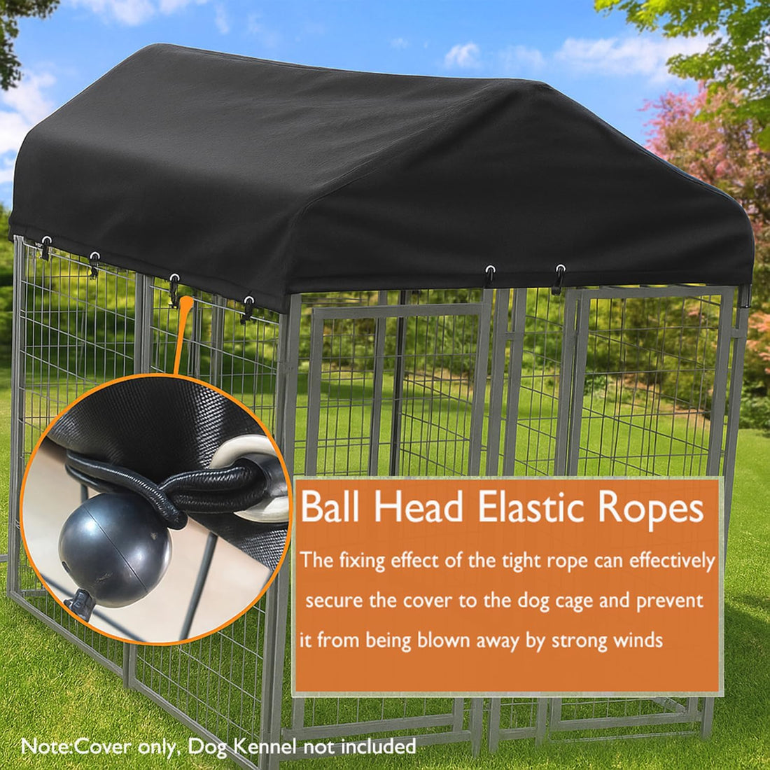 Outdoor Dog Kennel Cover 8'Dx4'W UV Resistant Waterproof Full