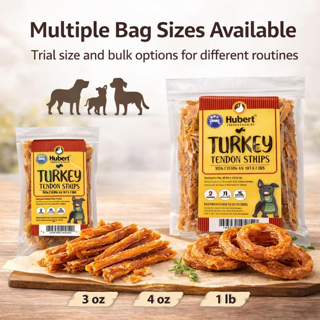 Hubert Turkey Tendons for Dogs, Rawhide Free Natural Chew, 4 oz