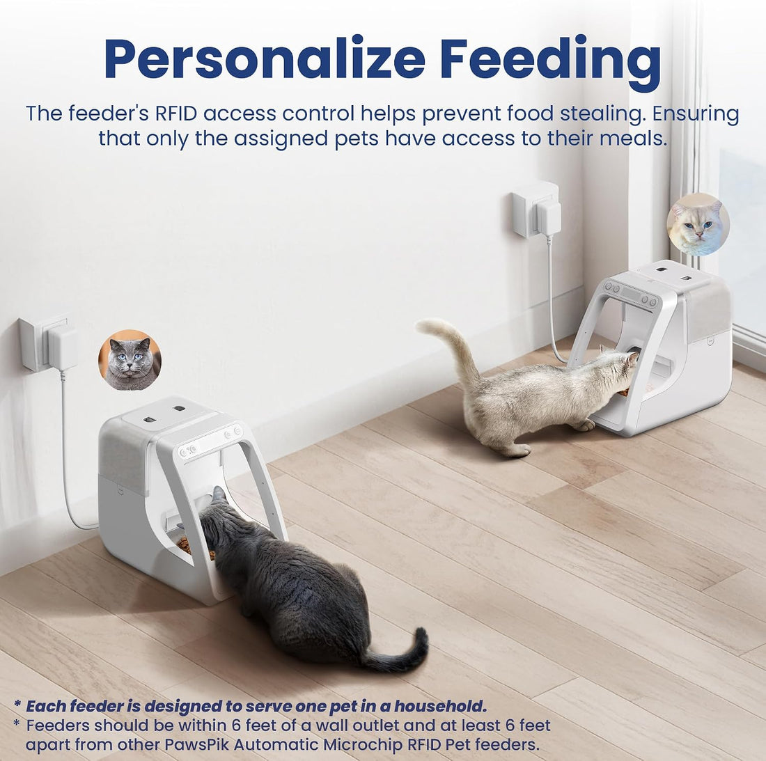 PawsPik Automatic Microchip RFID Cat Feeder,16-Cup