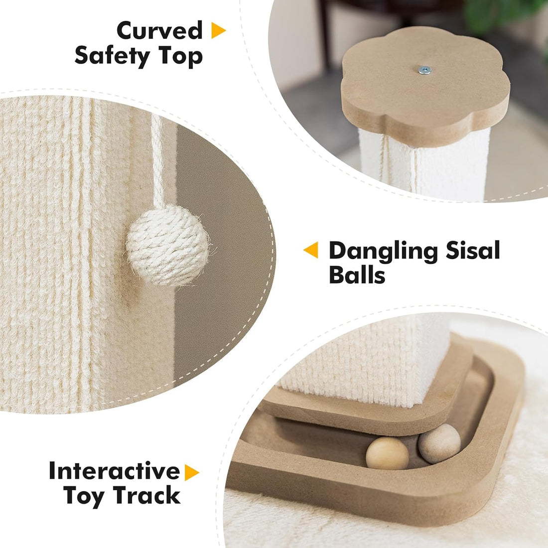 38" Tall Cat Scratching Post with Interactive Cat Toy for Large Cat