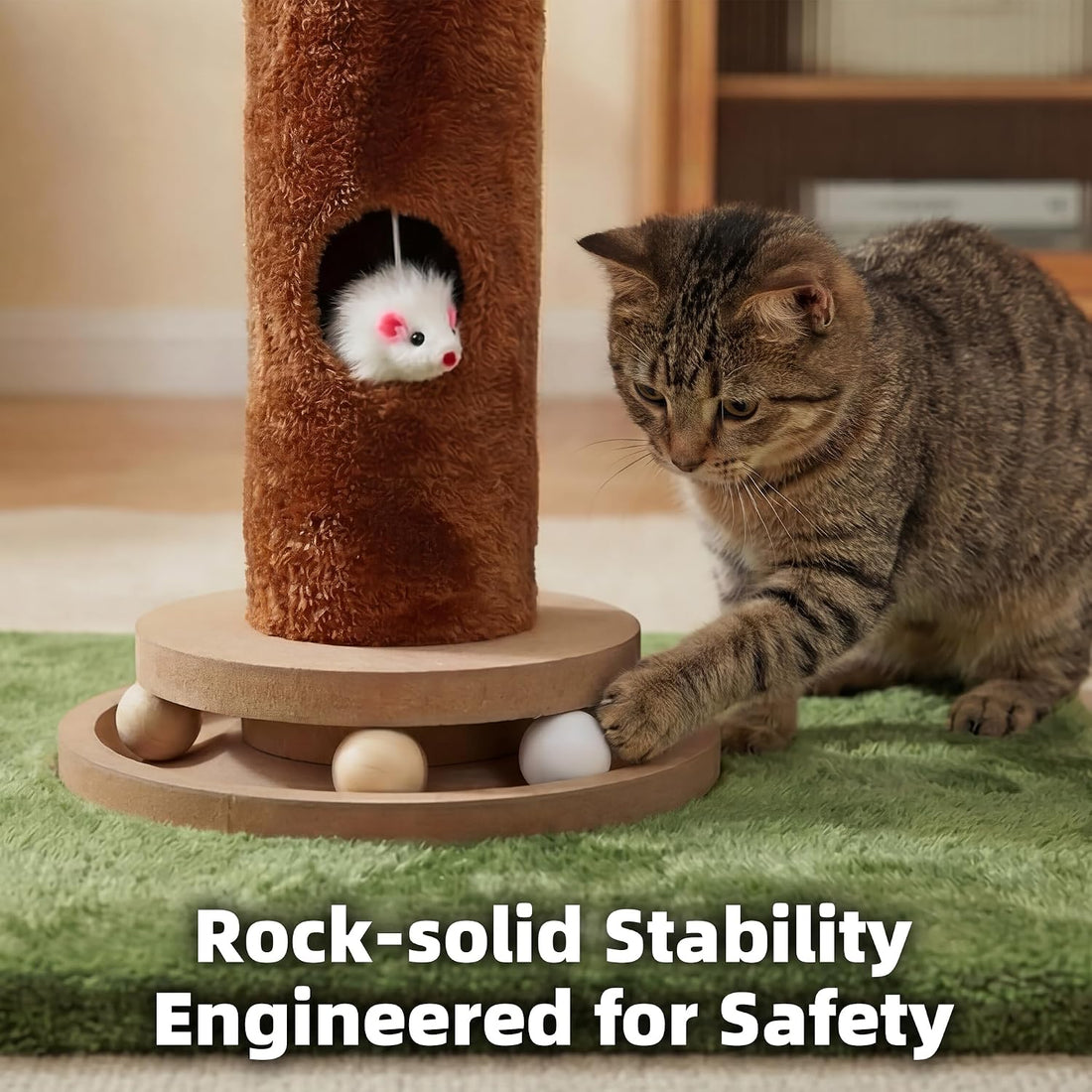 Fantasreen Cat Scratching Post 35'' Tall with Toy Mouse for Indoor