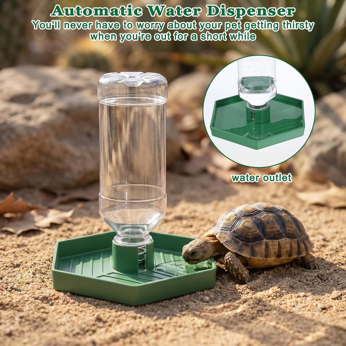 Reptile Water Dispenser, Tortoise Water Dish Bearded Dragon Water-Bowl