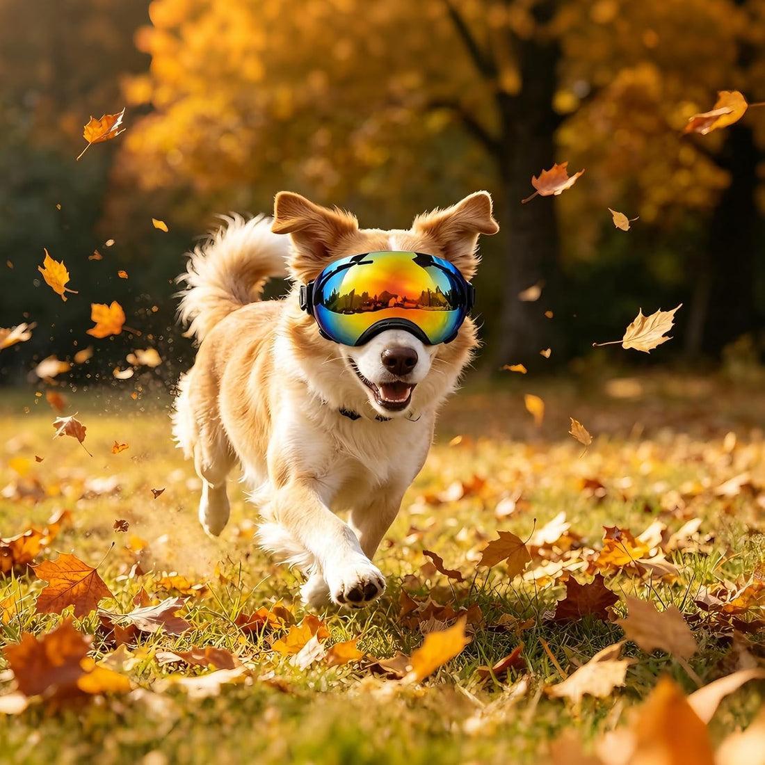 Dog Goggles UV Protection for Medium Large Breeds Rainbow PC Lens
