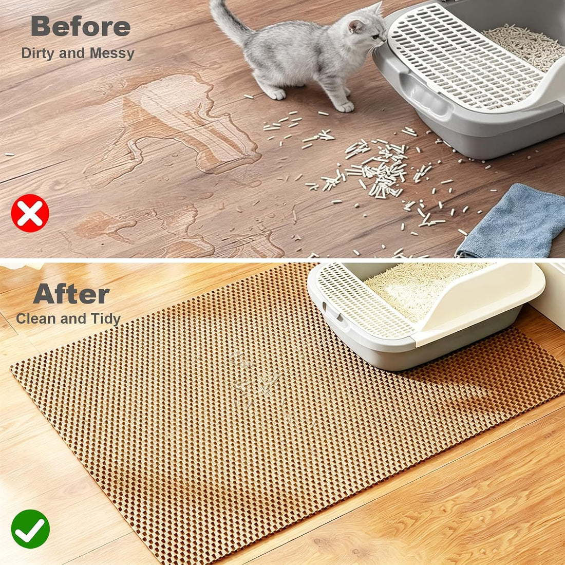 Cat Litter Mat, 23" x 17" Trap Mat for Litter Box