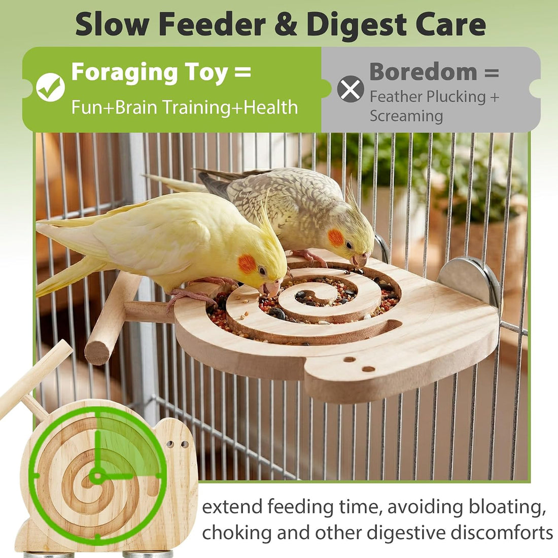 Bird Foraging Toys with Perch, for Novice/Older/Slow-Learning Birds