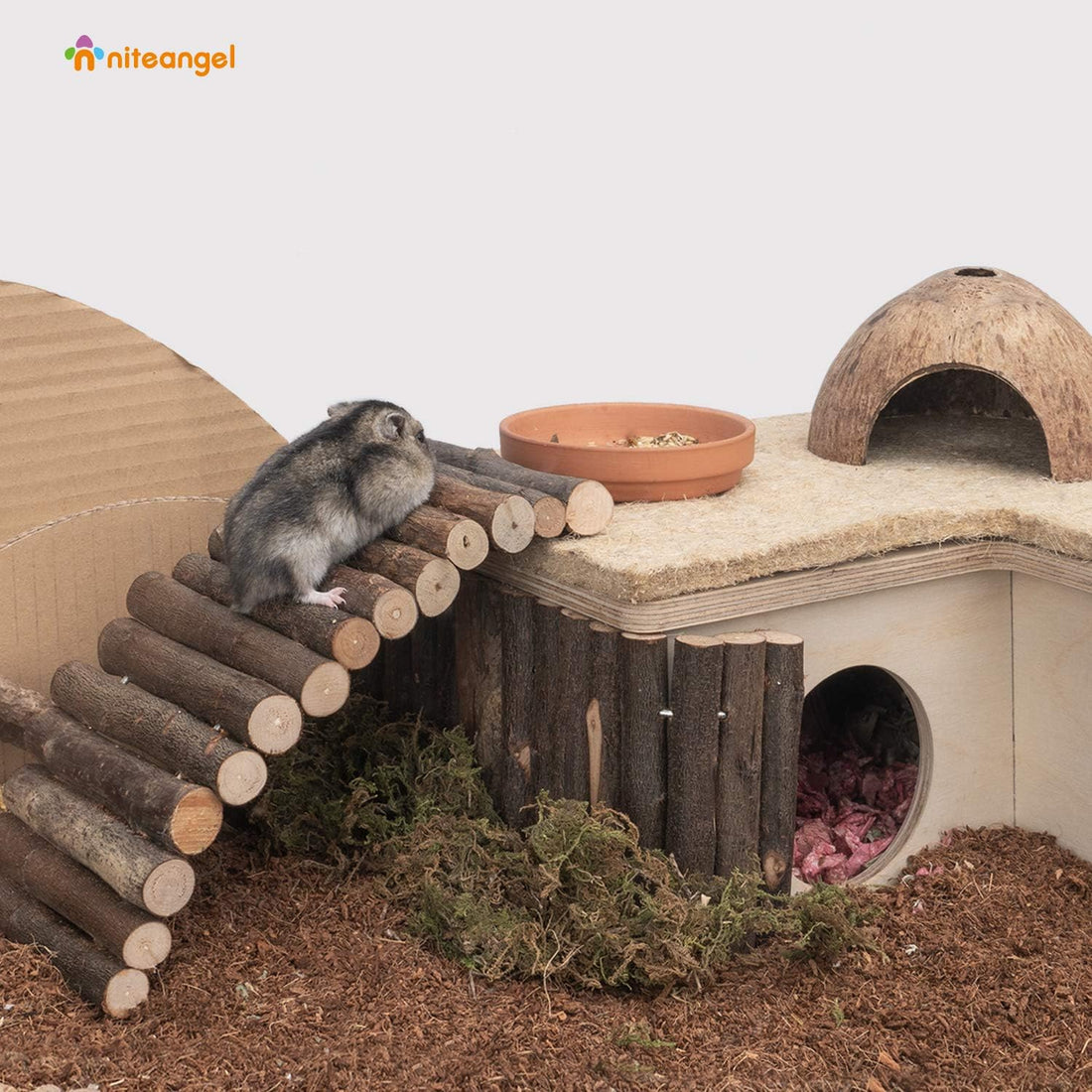 Niteangel Wooden Ladder Bridge, Hamster Mouse Rat Rodents Toy