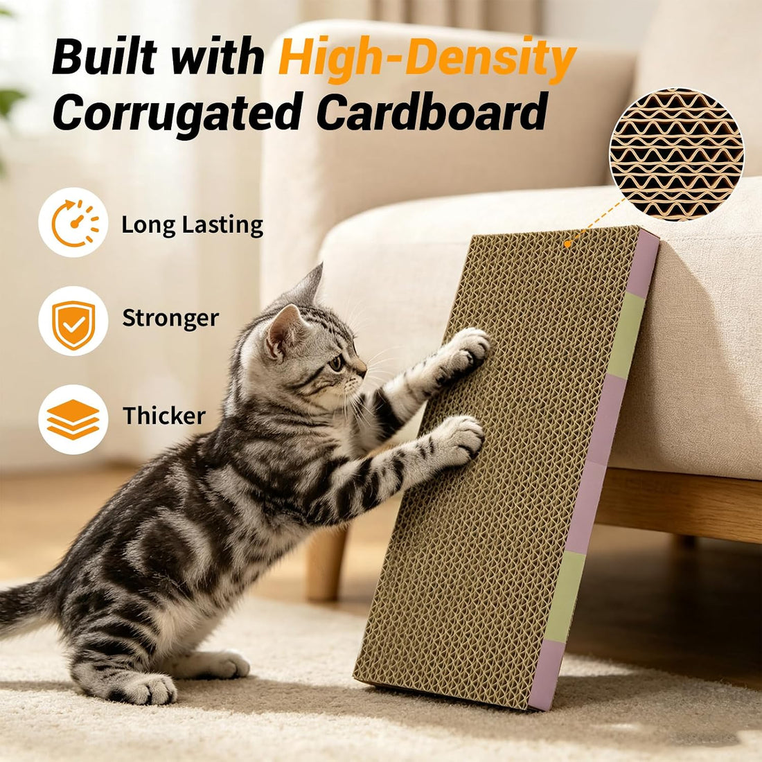 5-Pack Reversible Cat Scratcher Pad, Durable Scratching Board