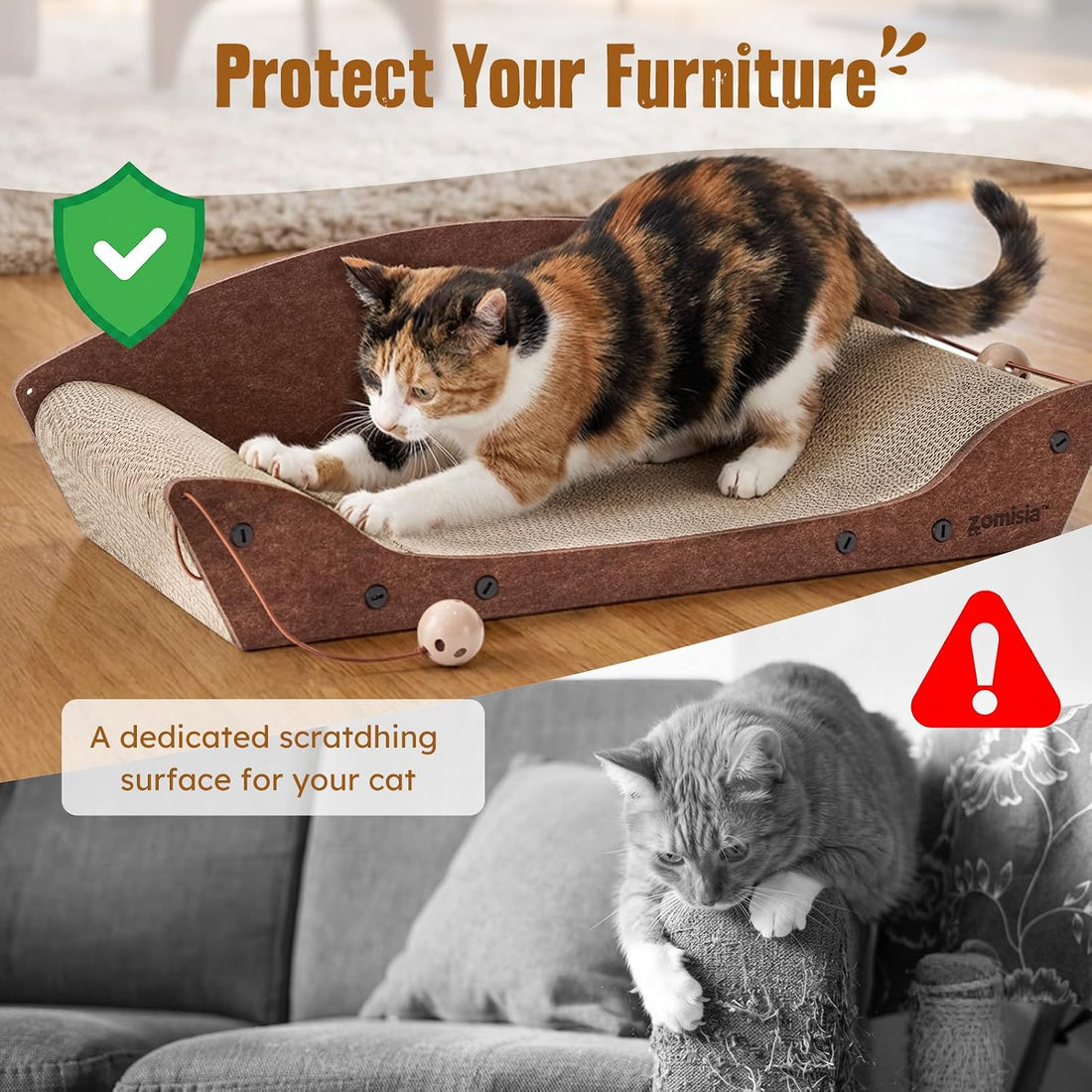 ZOMISIA 26'' Cardboard Cat Scratcher Bed