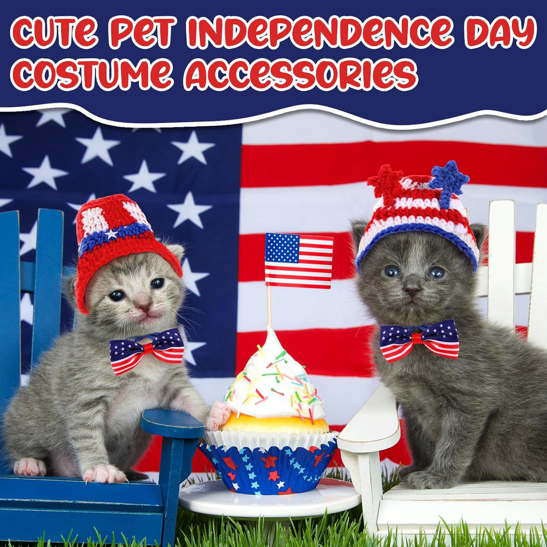 Ganeen 4 Pcs Independence Day Cat Costume 250 Anniversary 4th of July
