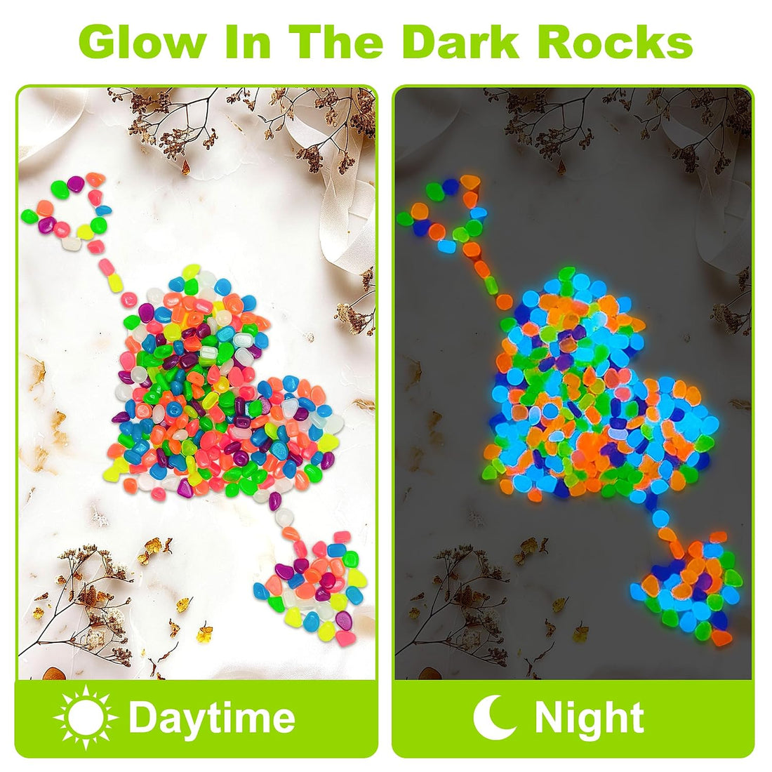 800pcs 5-8mm Colorful Glow in The Dark Garden Pebbles Stones 5-8mm