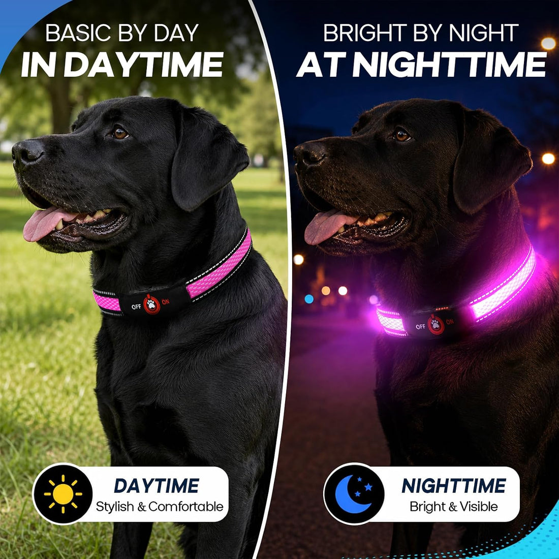 Light Up Dog Collar for Large Dogs, Super Bright Glow Collar