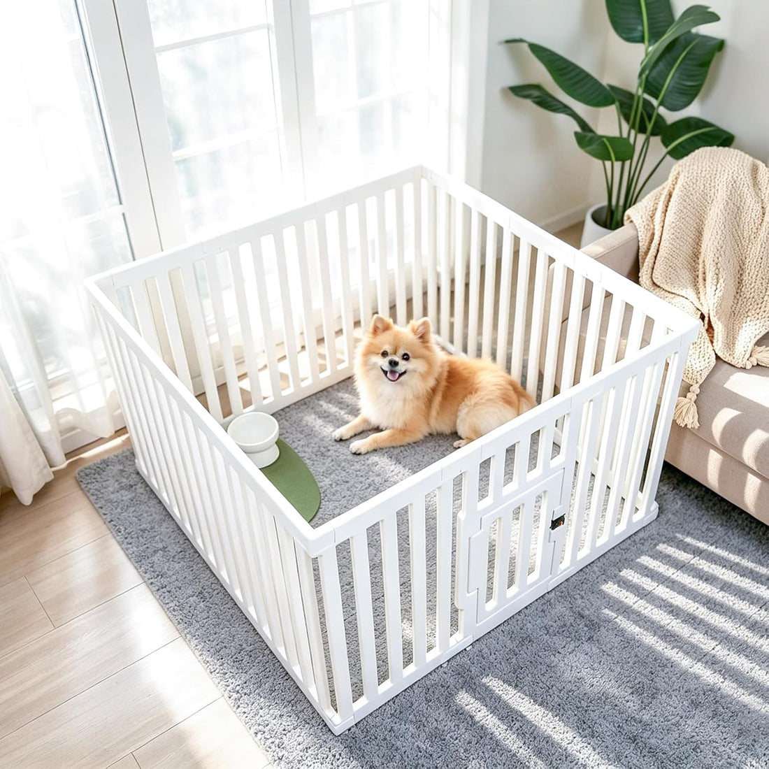 Dog Playpen with Locking Door, 25.6" H, 12-Panels