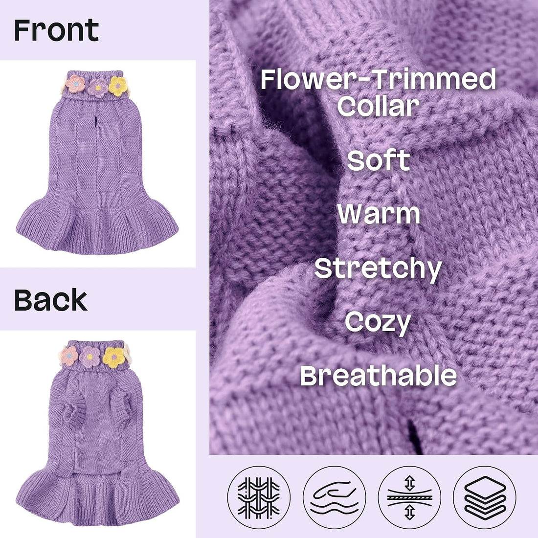 YUDODO Dog Sweater Dress for Small Dogs Girl