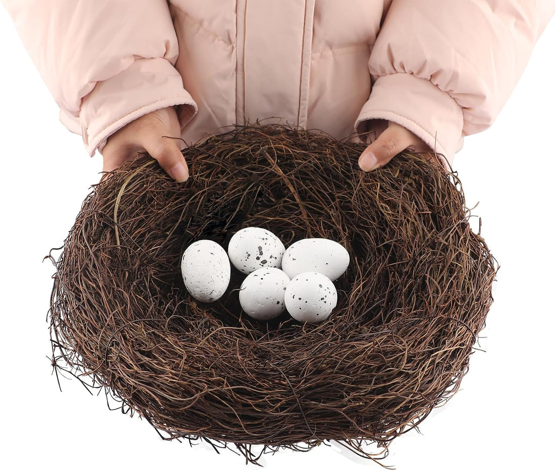 6Pcs 12" Large Artificial Bird Nests with Eggs for Crafts,Handmade