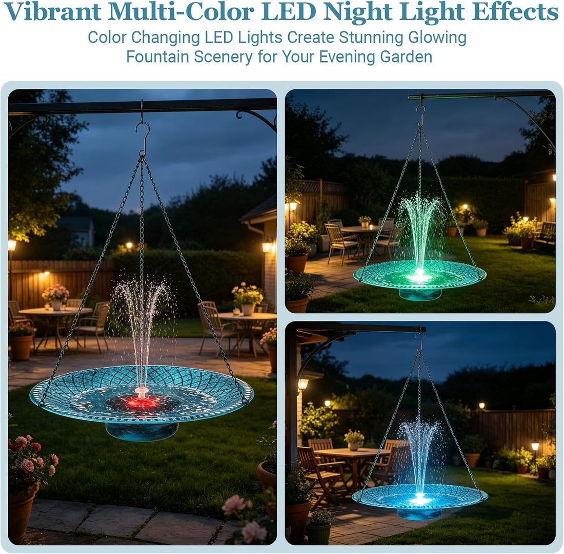 19.6" Large Hanging Bird Bath with Solar Fountain